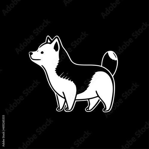 Shiba | Black and White Vector illustration