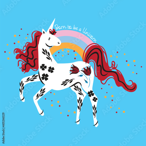 Born to be unicorn t shirt graphic design vector illustration t shirt design. unicorn rainbow t-shirt design template colorful and beautiful design.