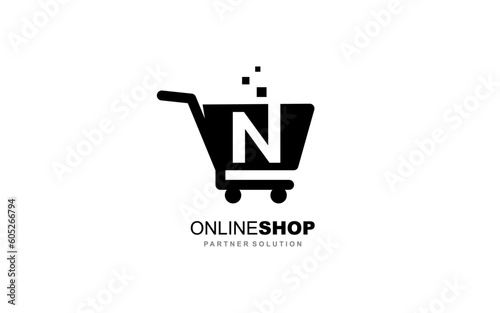 N Letter online shop logo template