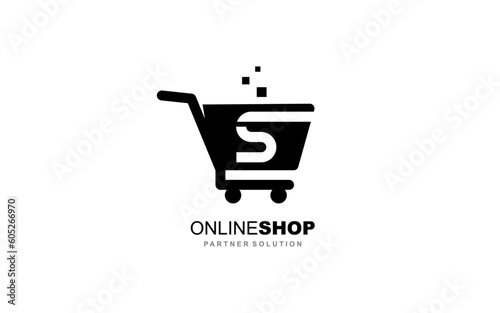 S Letter online shop logo template