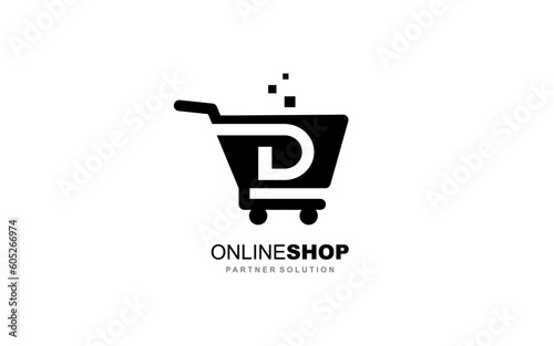 D Letter online shop logo template