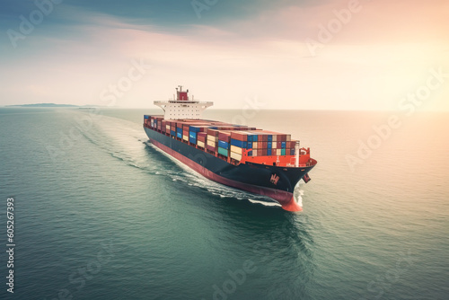 Foto Container ship that transports containers in import and export