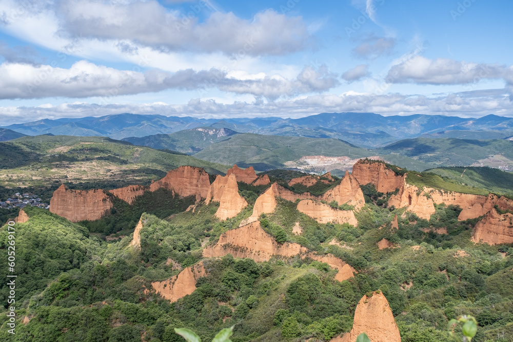 Natural landscape of old gold mines. La Médulas, León, Spain.