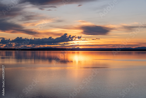 Golden sunset on Lake Gåxsjön, Hammerdal, Sweden. 