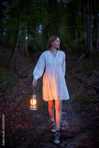 girl in a dark forest