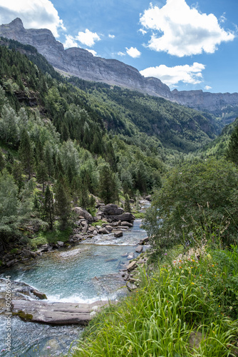 View of the river Arazas on the route of the horsetail in the Pyrenees Huesca.
