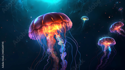 Glowing Jellyfish Generative AI © Blake