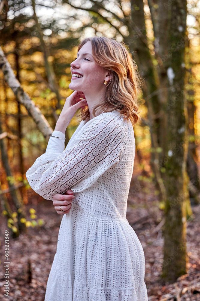smiling girl in a forest smiling girl in a forest