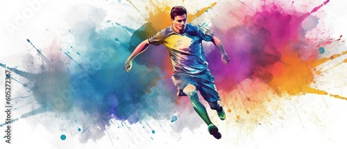 Footballer kicking ball sketch doodle. fifa football player illustration. Ai generated. photo