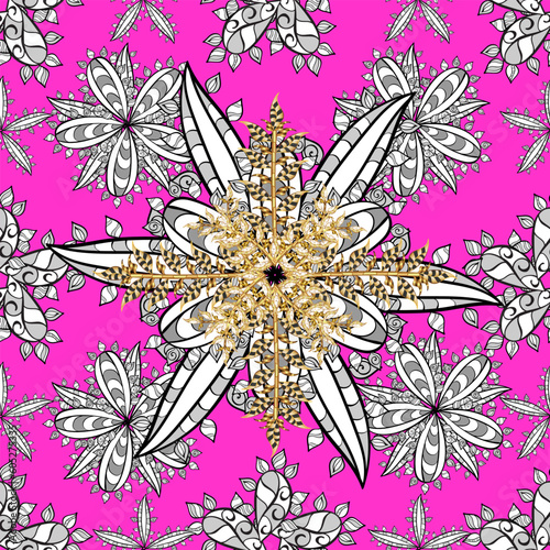 seamless pattern with vintage elements on colorful background.