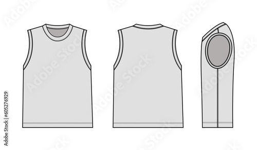 Sleeveless  T-shirt vector template illustration