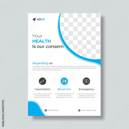Creative medical flyer template A4 vector design for print.	