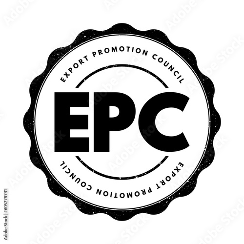 EPC Export Promotion Council - institution in the development and promotion of export trade in the country, acronym text concept stamp