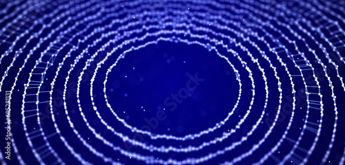 Abstract network of particles and lines. Technology connection. Digital background. 3d rendering