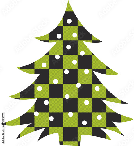 buffalo plaid Christmas trees on white background