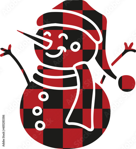 Snowman with Christmas hat - Calligraphy phrase for Christmas. Hand drawn lettering for Xmas greetings cards, invitations. Good for t-shirt, mug, gift, printing press. Buffalo plaid