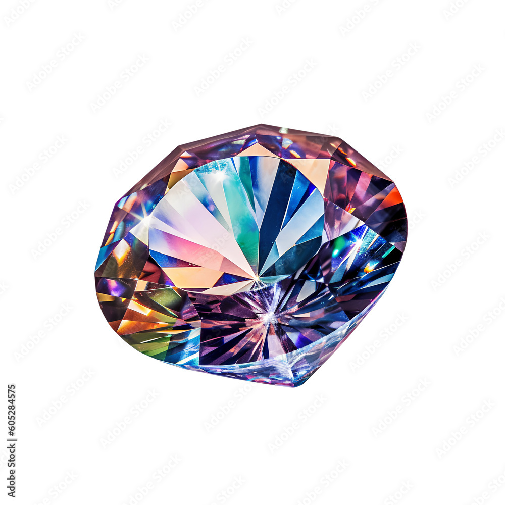 Large iridescent diamond with refraction effect Large iridescent diamond with refraction effect