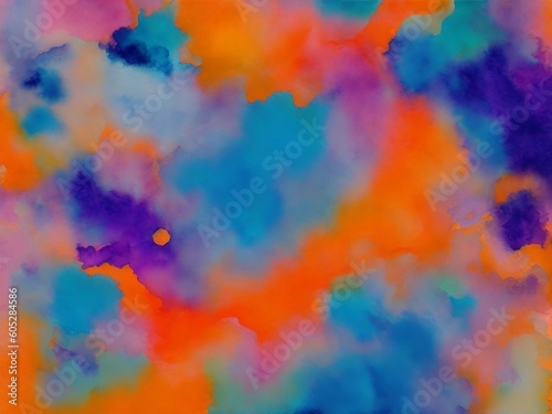 Abstract watercolor background orange purple, Ai Generative