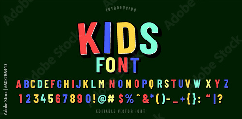 Wallpaper Mural Kids letters and numbers set. Cartoon bold style alphabet. Childish font for events, promotions, logos, banner, monogram and poster. Vector typography design. Torontodigital.ca
