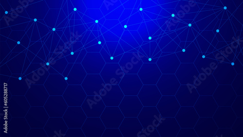 Futuristic technology background with hexagons and dots lines connection. Medical, chemistry, science and technology concept.