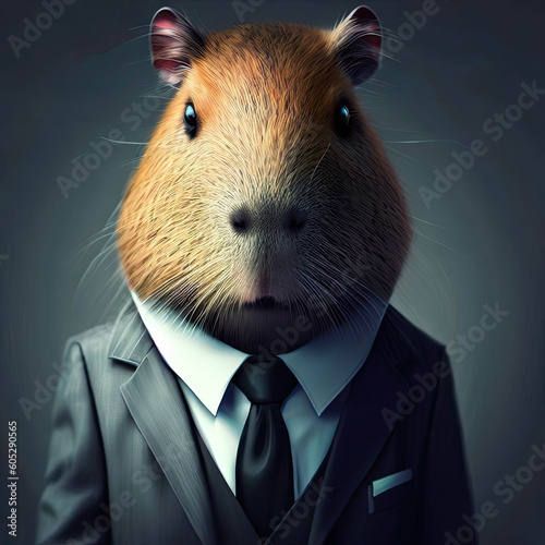 Capybara in a business suit Generated AI