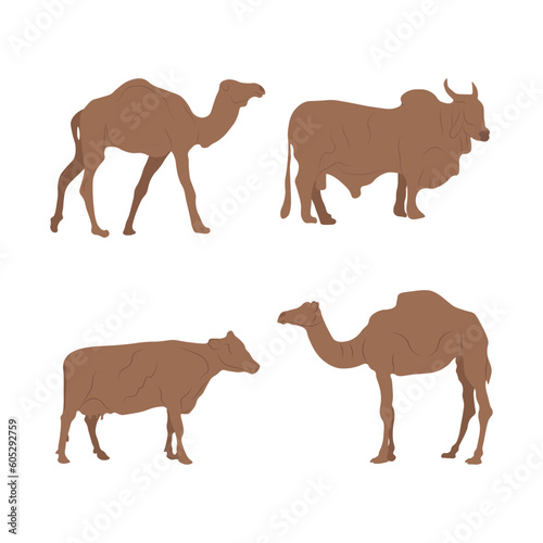 Collection Of Sacrificial Animals Silhouettes For Design Elements Templates