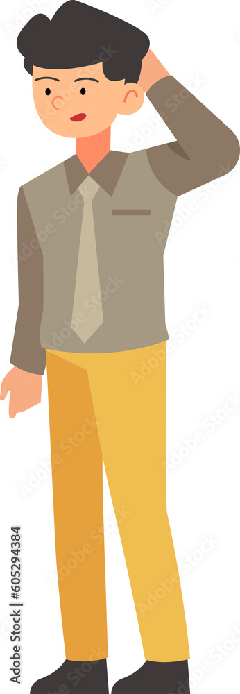 Businessman character has confused illustration