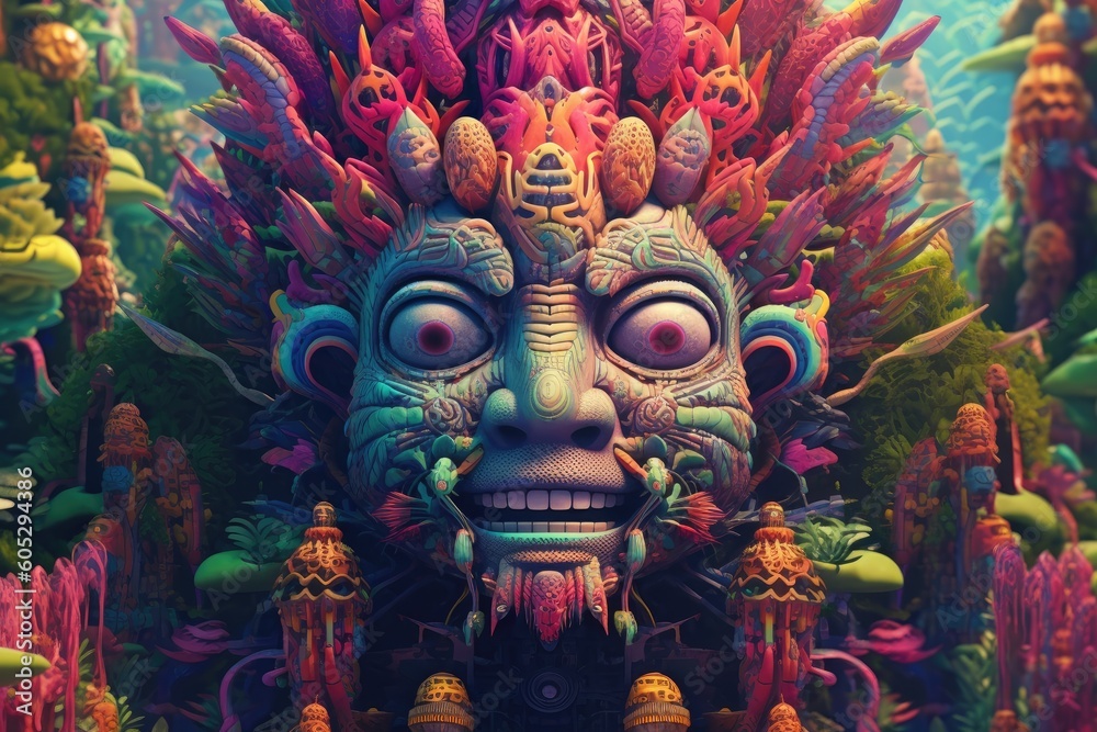 Trippy Psychedelic DMT Trip Visualization Illustration Stock ...