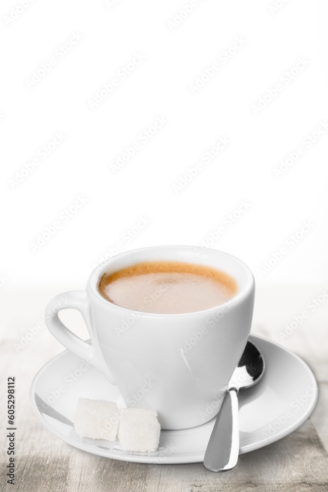 Tasty hot aroma coffee on the desk Tasty hot aroma coffee on the desk