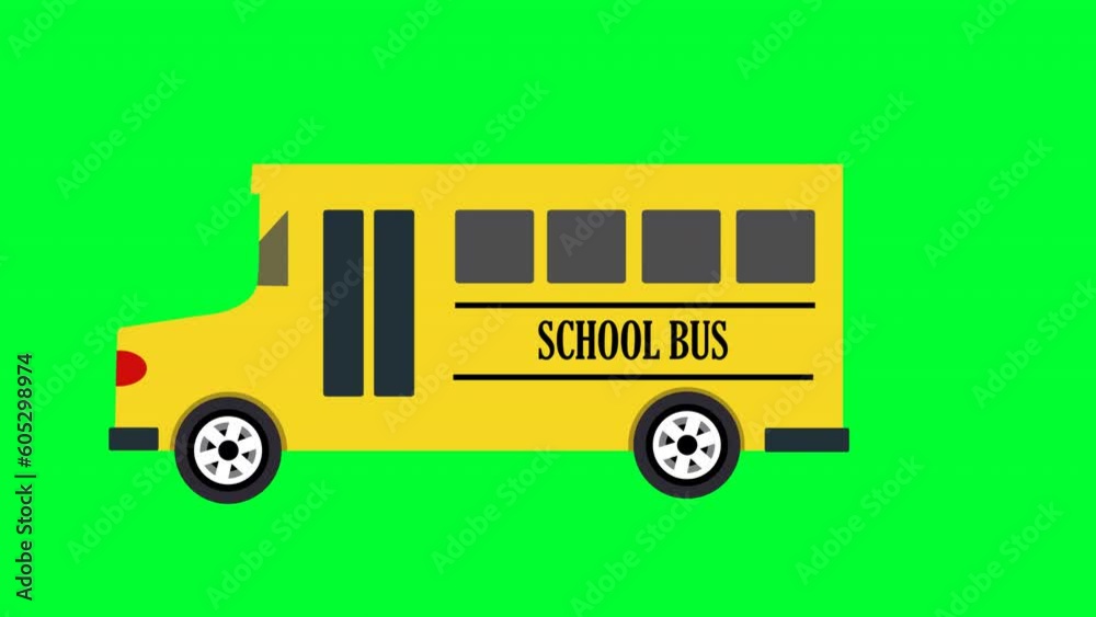 3d rendered animation of a yellow school bus isolated on a green screen background