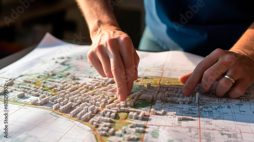 Architect are working on a city plan. Generative AI