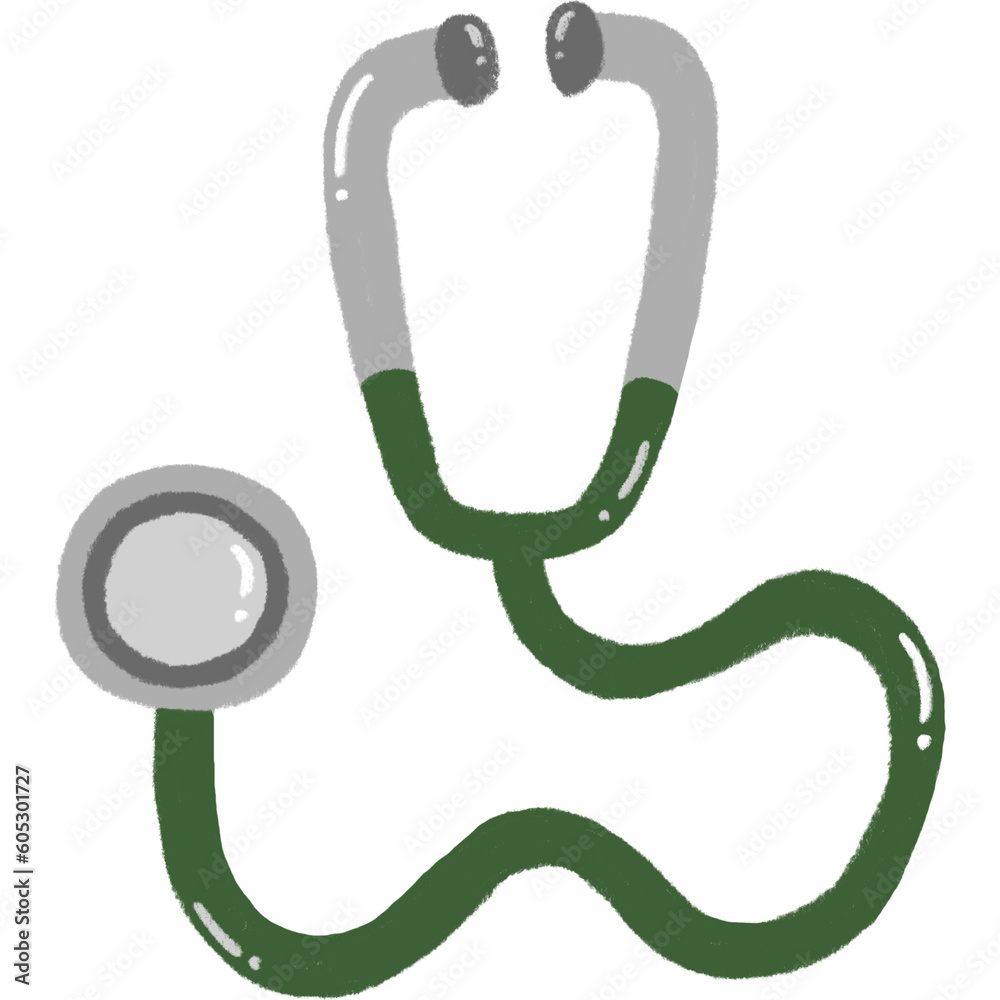 A drawing of cute medical stethoscope with green color A drawing of cute medical stethoscope with green color