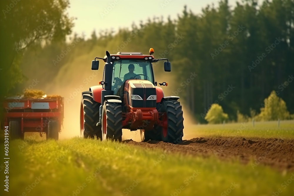 AI Generated. Elevated View of Agricultural Tractor Tilling Fields in Farmland. Focus on Wheels. Brightly Lit Distant Composition of Rural Farming. AIEnhanced Agricultural Technology. AI Generated. Elevated View of Agricultural Tractor Tilling Fields in Farmland. Focus on Wheels. Brightly Lit Distant Composition of Rural Farming. AIEnhanced Agricultural Technology.