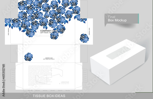 Blue Rose vector tissue box