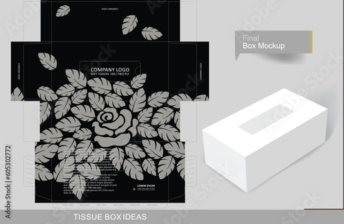 Single Rose with leaves tissue box