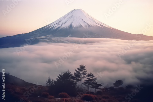 Mount fuji-san at lake kawaguchiko in japan at sunset, AI © terra.incognita