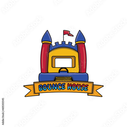 A fun and fun inflatable bounce house logo perfect for a bounce house rental business. It can attract both kids and adult customers with its colorful design. photo