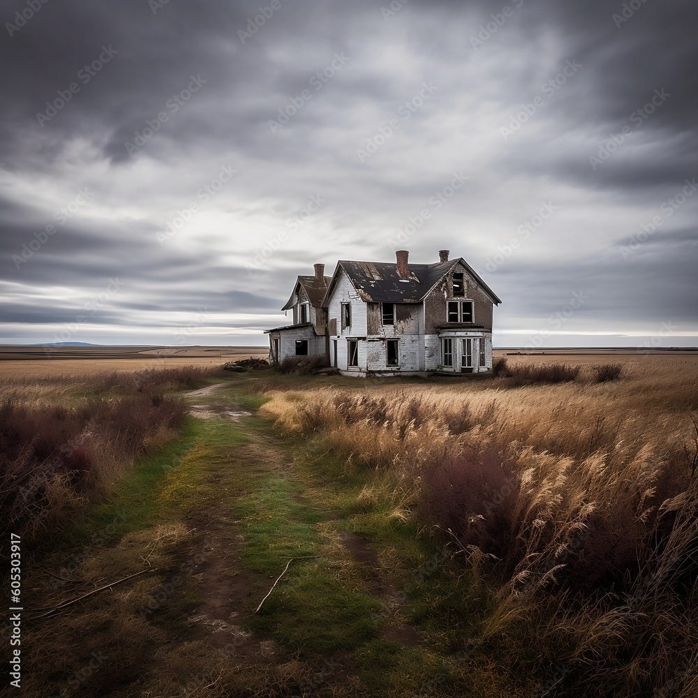 abandoned house in the field