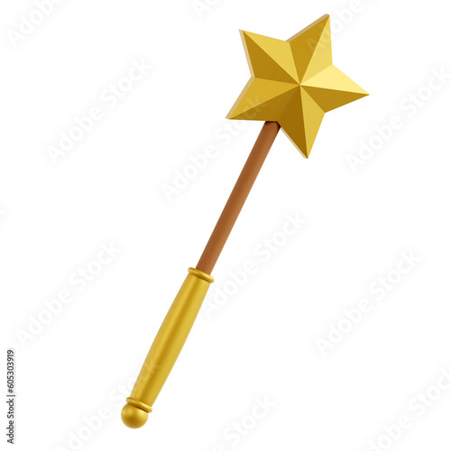 An enchanting 3D illustration of a magic wand