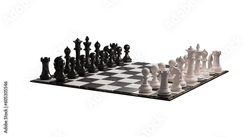 Foto Chess pieces on the board in the starting position