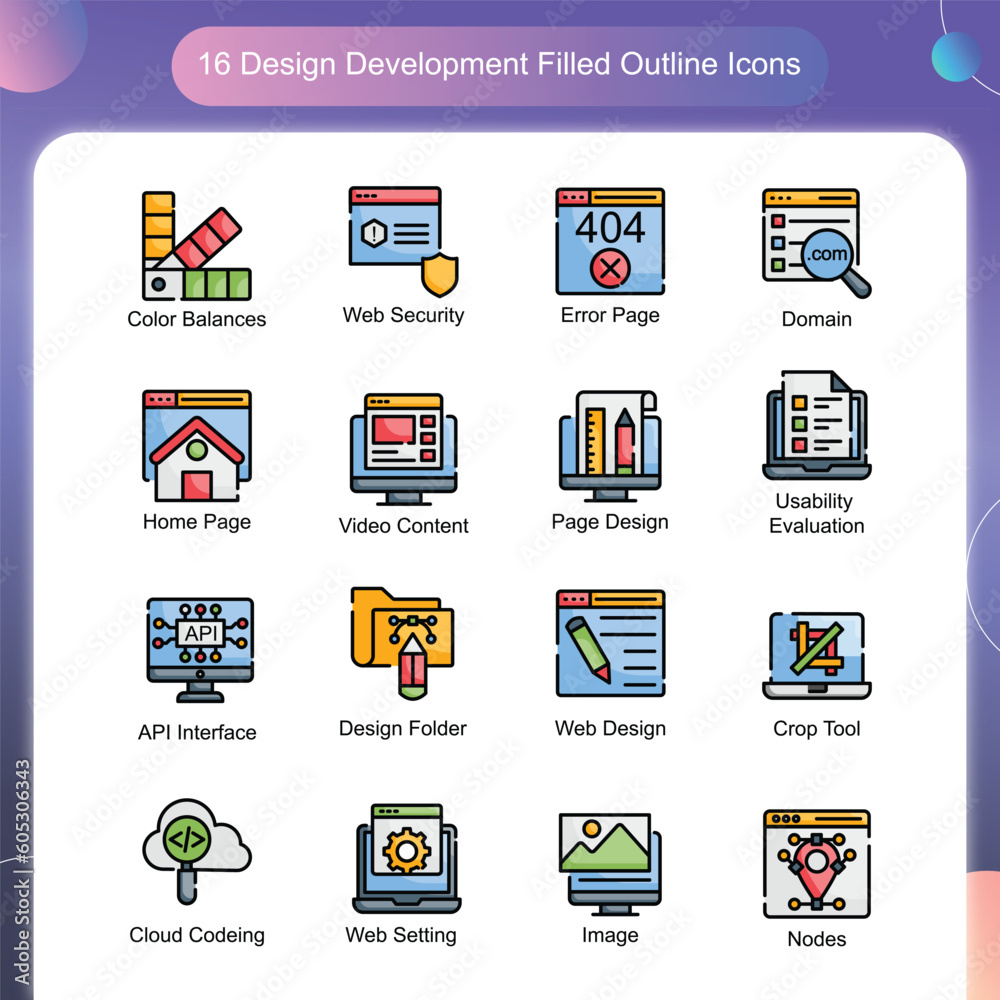 Design Development Vector Filled Outline icon set illustration Set 03 Design Development Vector Filled Outline icon set illustration Set 03