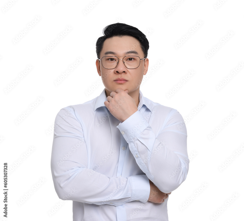 Businessman in formal clothes wearing glasses on white background Businessman in formal clothes wearing glasses on white background