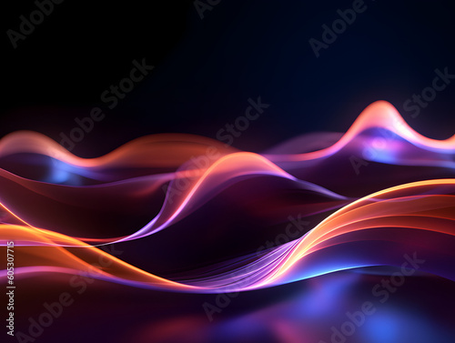abstract futuristic background with glowing neon moving high speed wave lines and bokeh lights. Data transfer concept  Ai