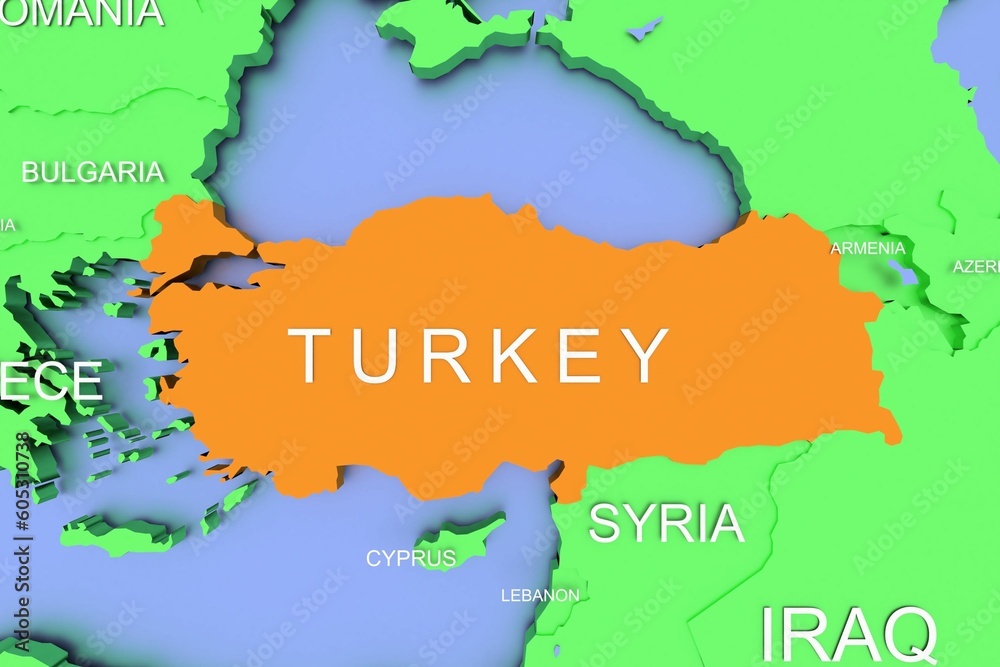 Obraz premium 3D rendered map of COVID-19 virus pandemic in Turkey