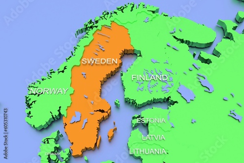 3D rendered map of COVID-19 virus pandemic in Norway