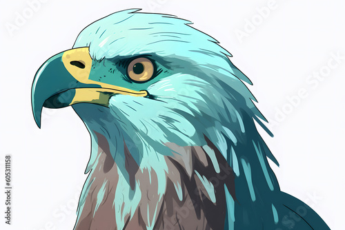 A bald eagle or hawk flying with wings spread mascot. Neural network AI generated art Generative AI photo