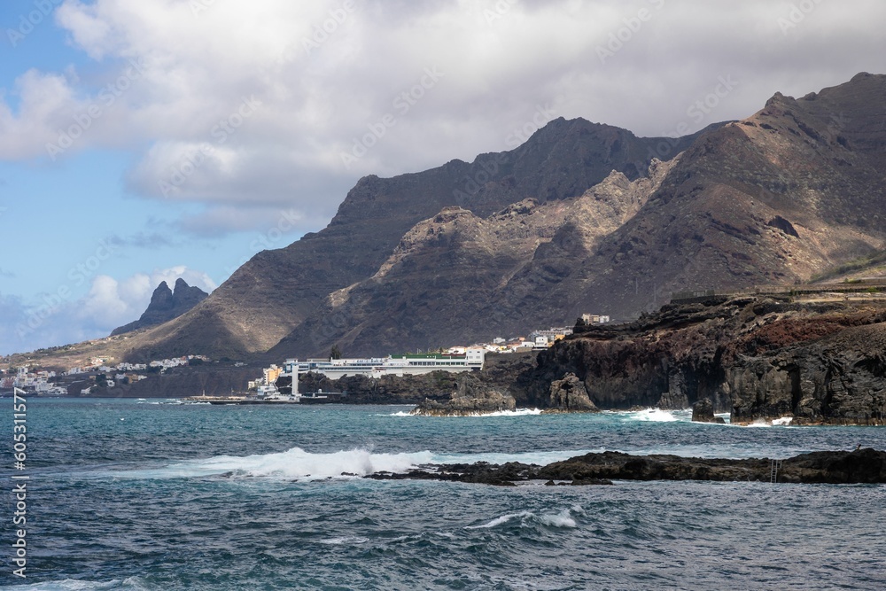 Beautiful view of a seascape on a mountain background