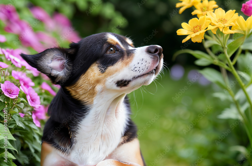 chihuahua puppy with flower generative ai chihuahua puppy with flower generative ai
