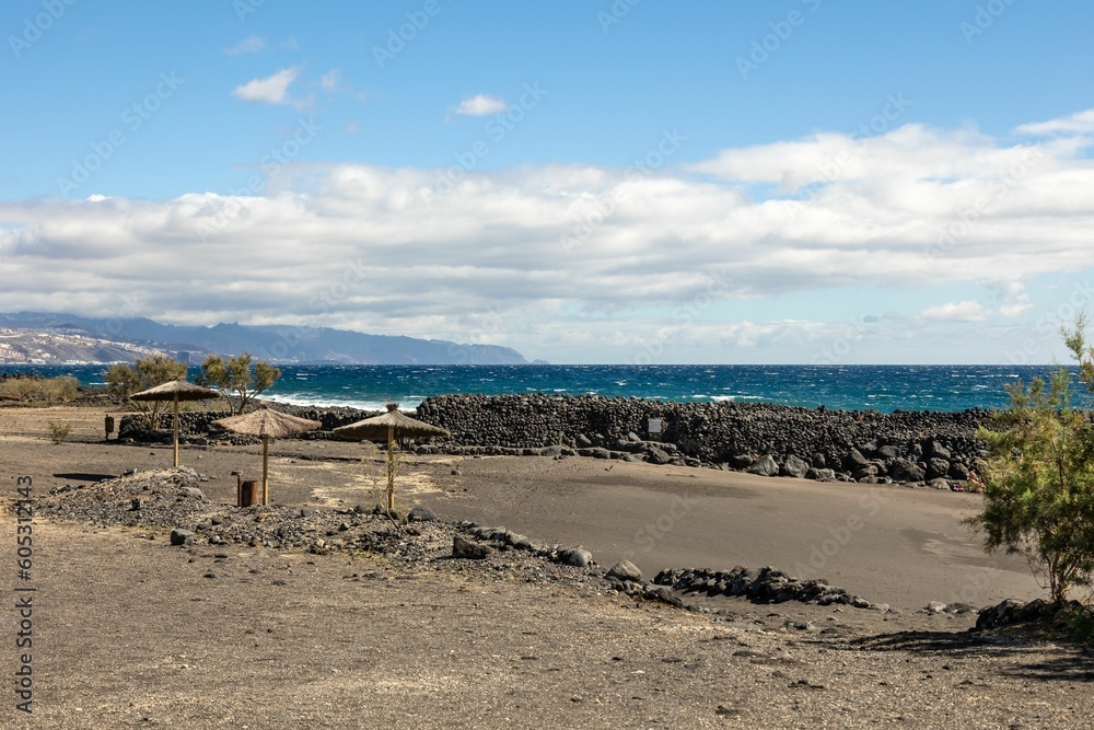 Obraz premium Beautiful view of the El Socorro beach in Guimar, Santa Cruz de Tenerife, Spain