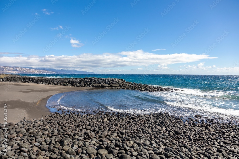 Beautiful view of the El Socorro beach in Guimar, Santa Cruz de Tenerife, Spain Beautiful view of the El Socorro beach in Guimar, Santa Cruz de Tenerife, Spain